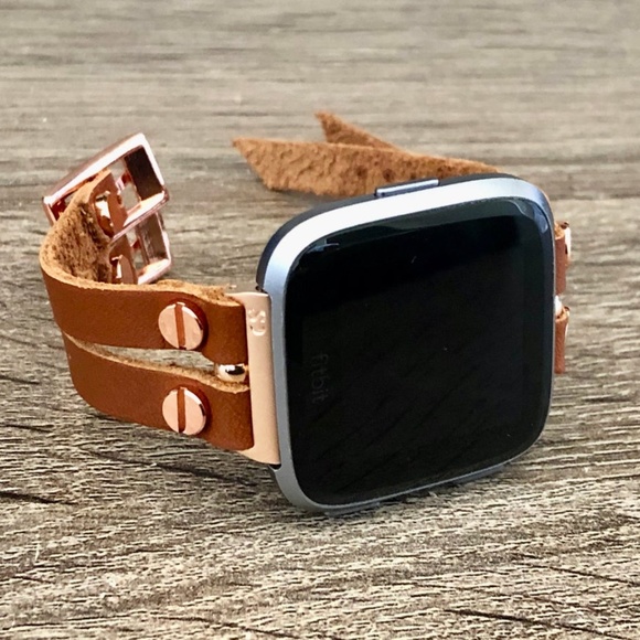 Fitbit Versa Light Brown Leather Double Strap Band main image 4